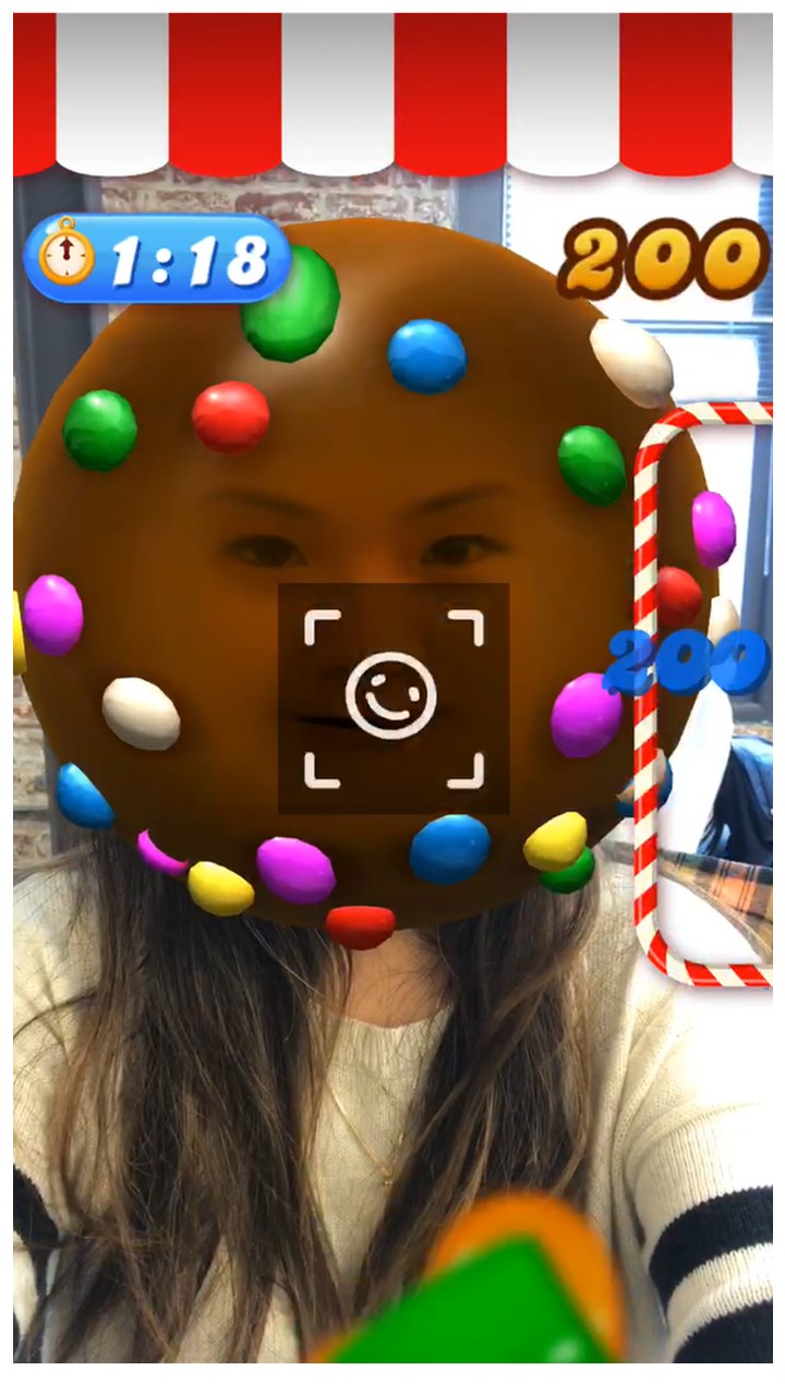 Candy Crush AR El filtro de Candy Crush para la realidad aumentada de Facebook