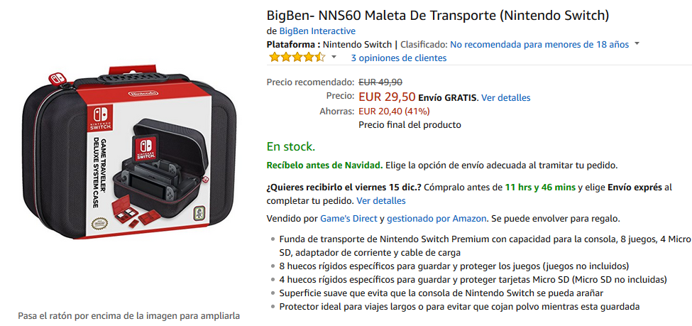 Maleta de Transporte NNS60 de BigBen para Nintendo Switch Maleta de Transporte NNS60 de BigBen para Nintendo Switch