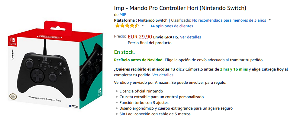 Mando Pro Controller de Hori para Nintendo Switch Mando Pro Controller de Hori para Nintendo Switch