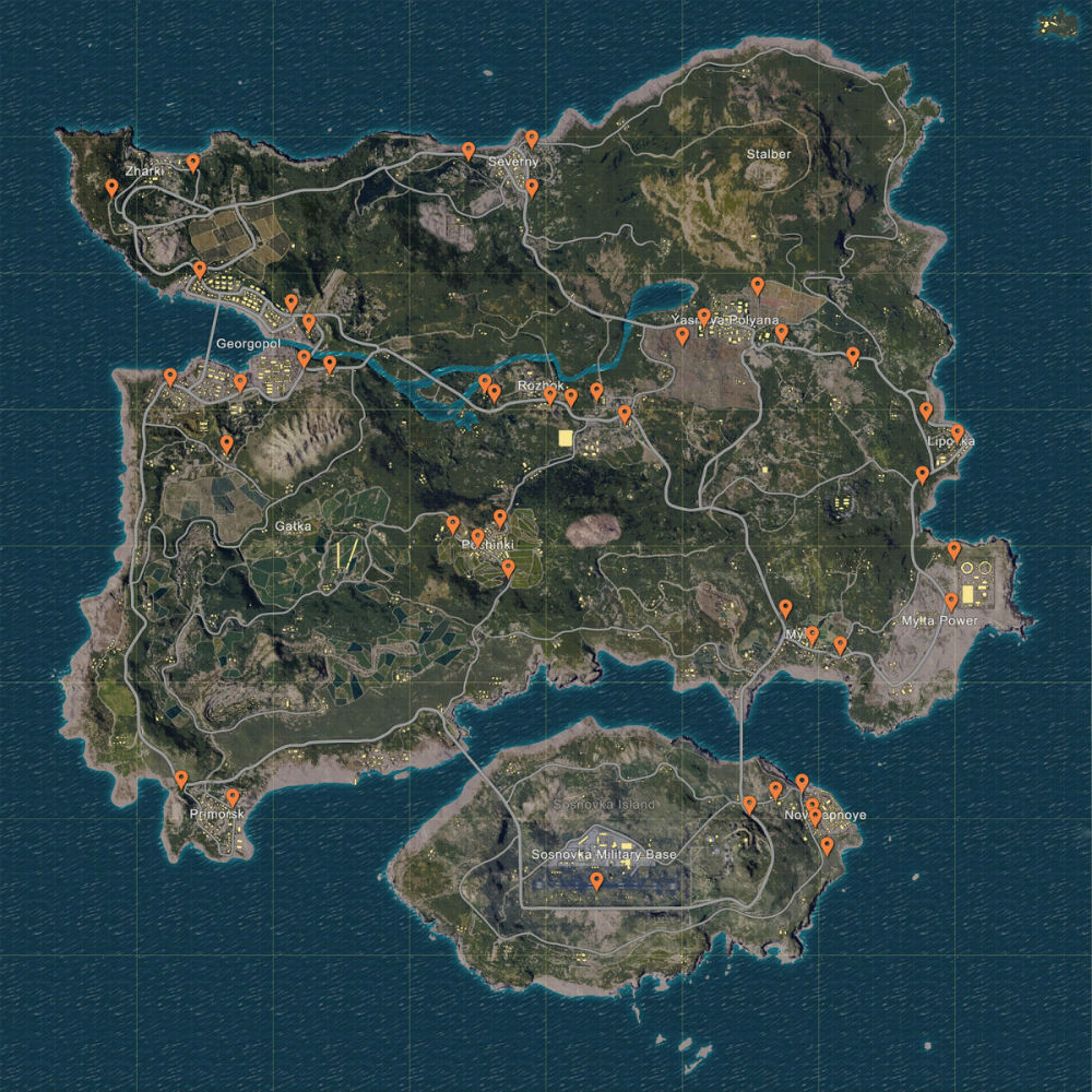Mapa de vehículos de PUBG Mapa de vehículos de PUBG