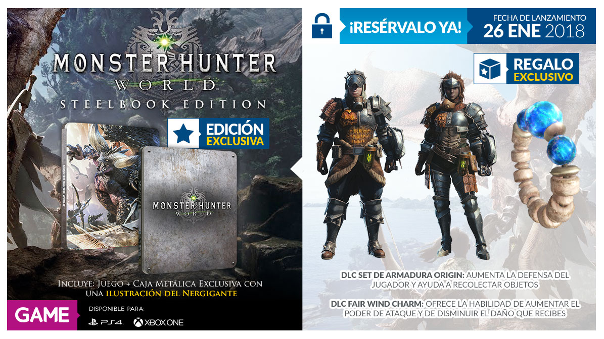 Caja metálica y DLC exclusivo en GAME Monster Hunter World