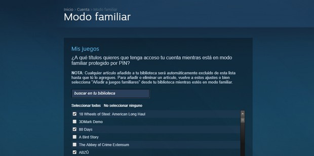 Cómo activar el control parental en Steam Modo Familiar en Steam