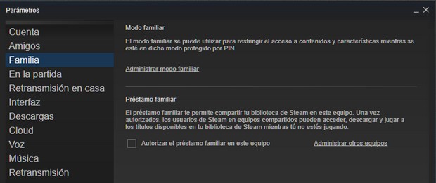 Cómo activar el control parental en Steam Modo Familiar en Steam