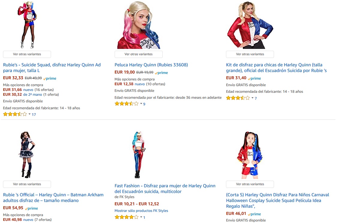 Disfraces de Harley Quinn en Amazon Disfraces de Harley Quinn en Amazon