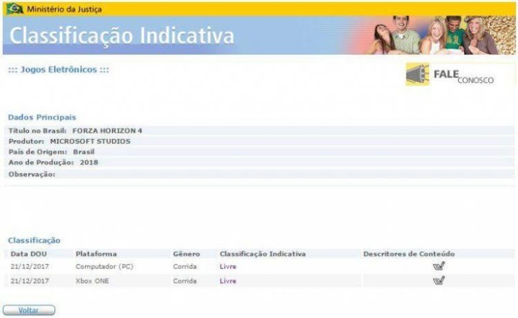 Forza Horizon 4 listado en Brasil Forza Horizon 4 listado en Brasil