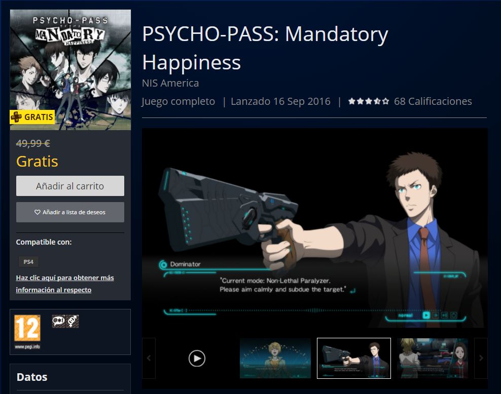 Psycho-Pass Mandatory Happiness gratis con PS Plus Psycho-Pass Mandatory Happiness gratis con PS Plus