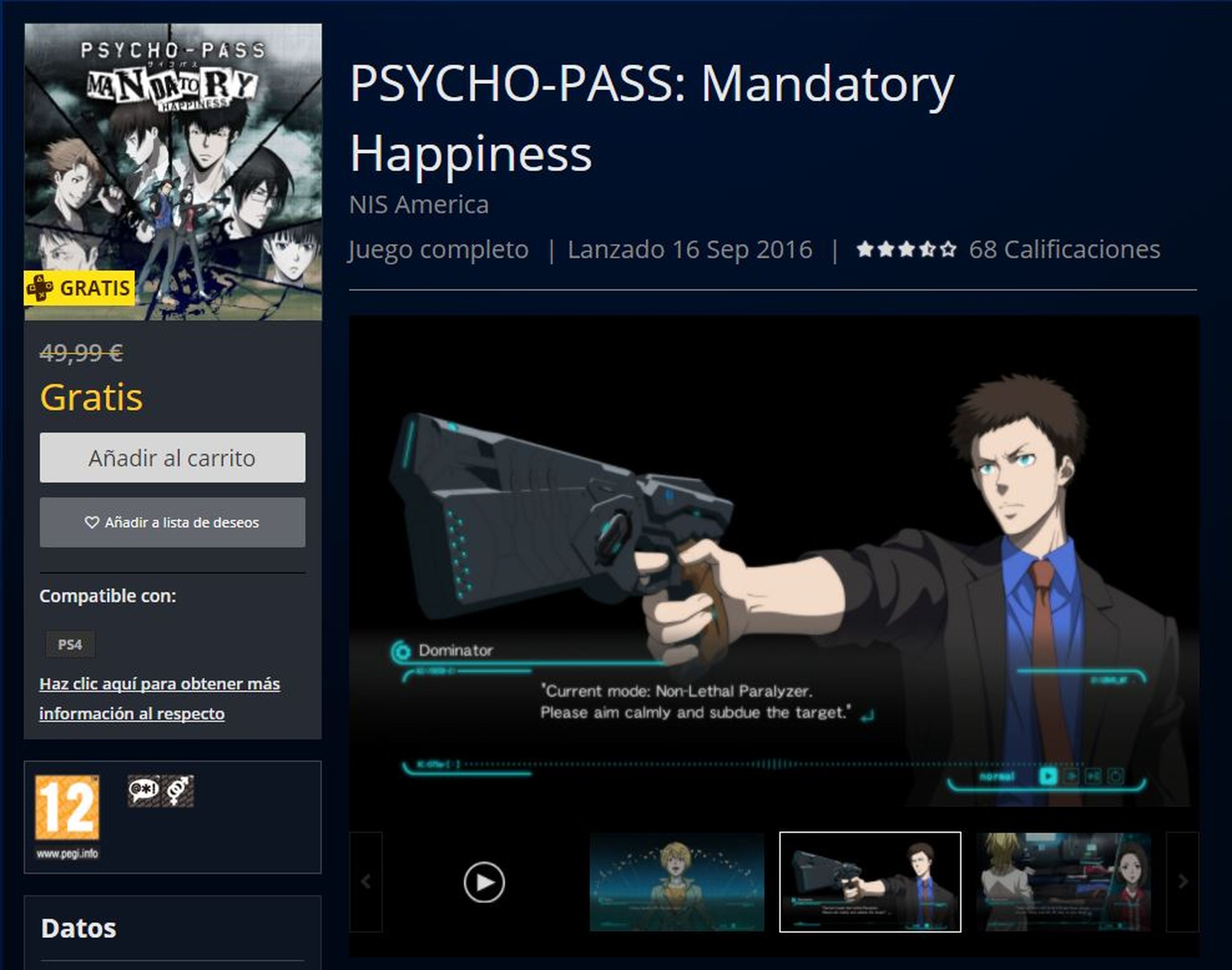 Psycho-Pass Mandatory Happiness gratis con PS Plus