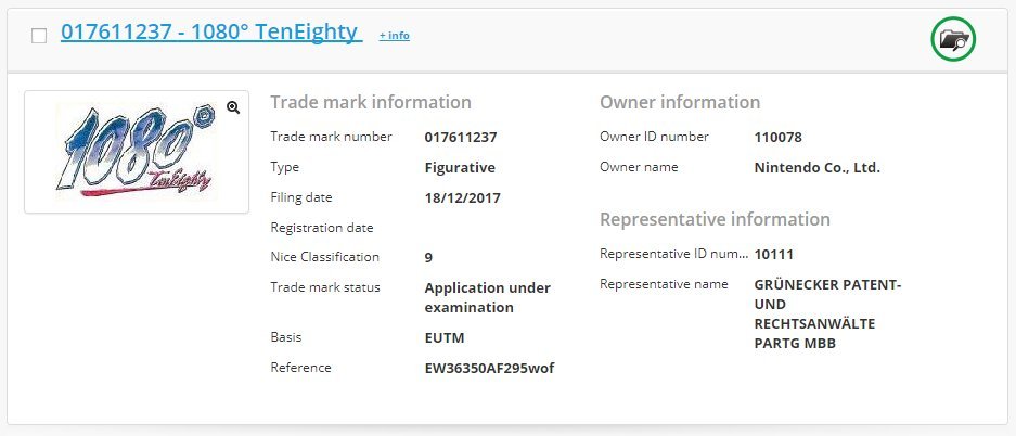Registro de 1080º Ten Eighty 1080º Ten Eighty