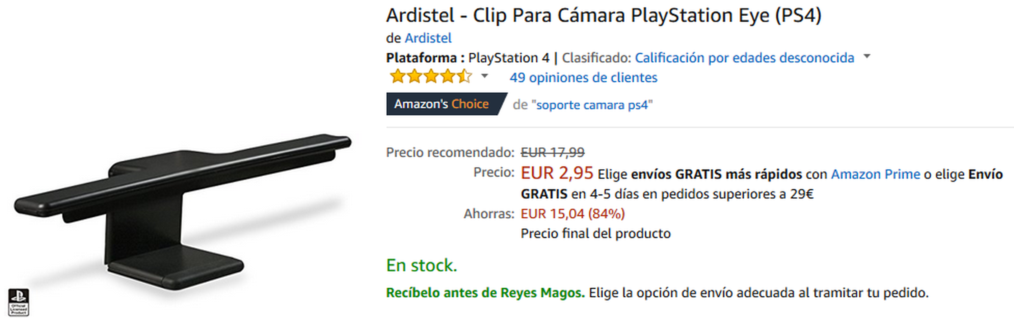 Ardistel - Clip Para Cámara PlayStation Eye (PS4)