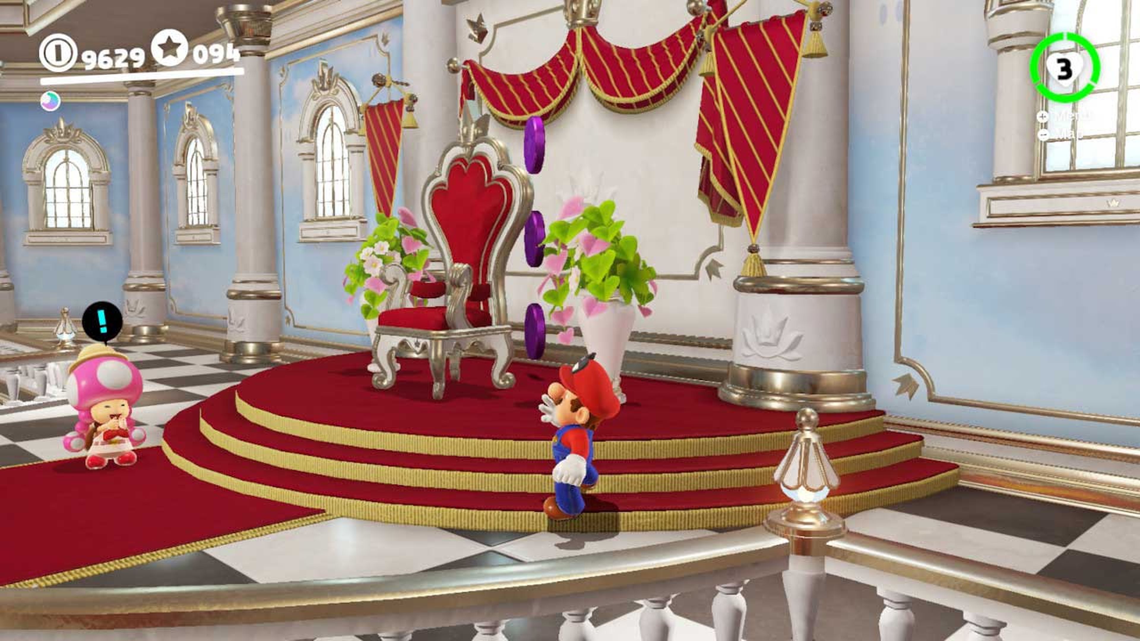 Super Mario Odyssey monedas moradas Reino Champiñón