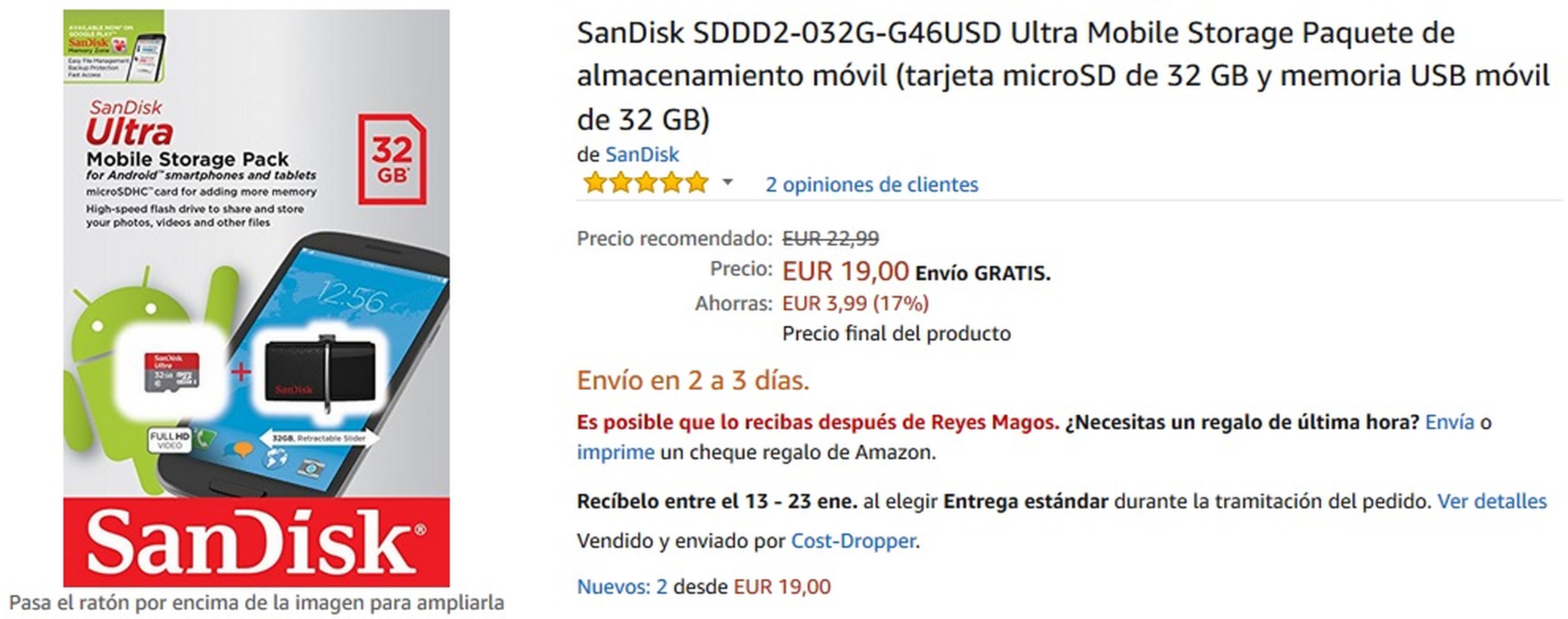 Tarjeta MicroSD SanDisk de 32GB