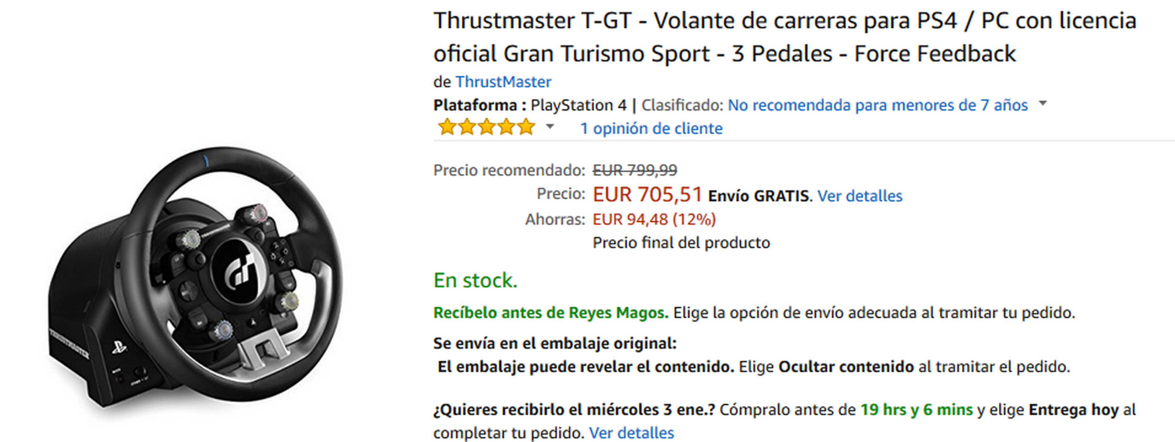 Volante Thrustmaster T-GT para PC y PS4