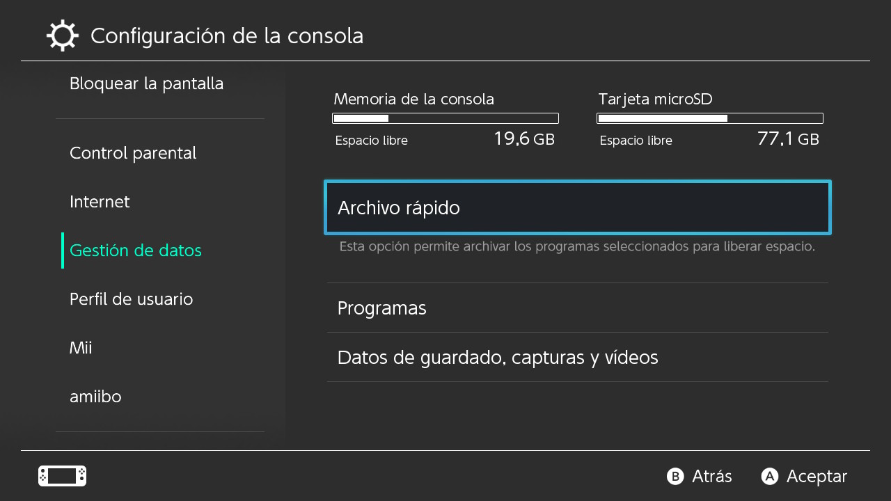 Archivo rápido switch Archivo rápido switch