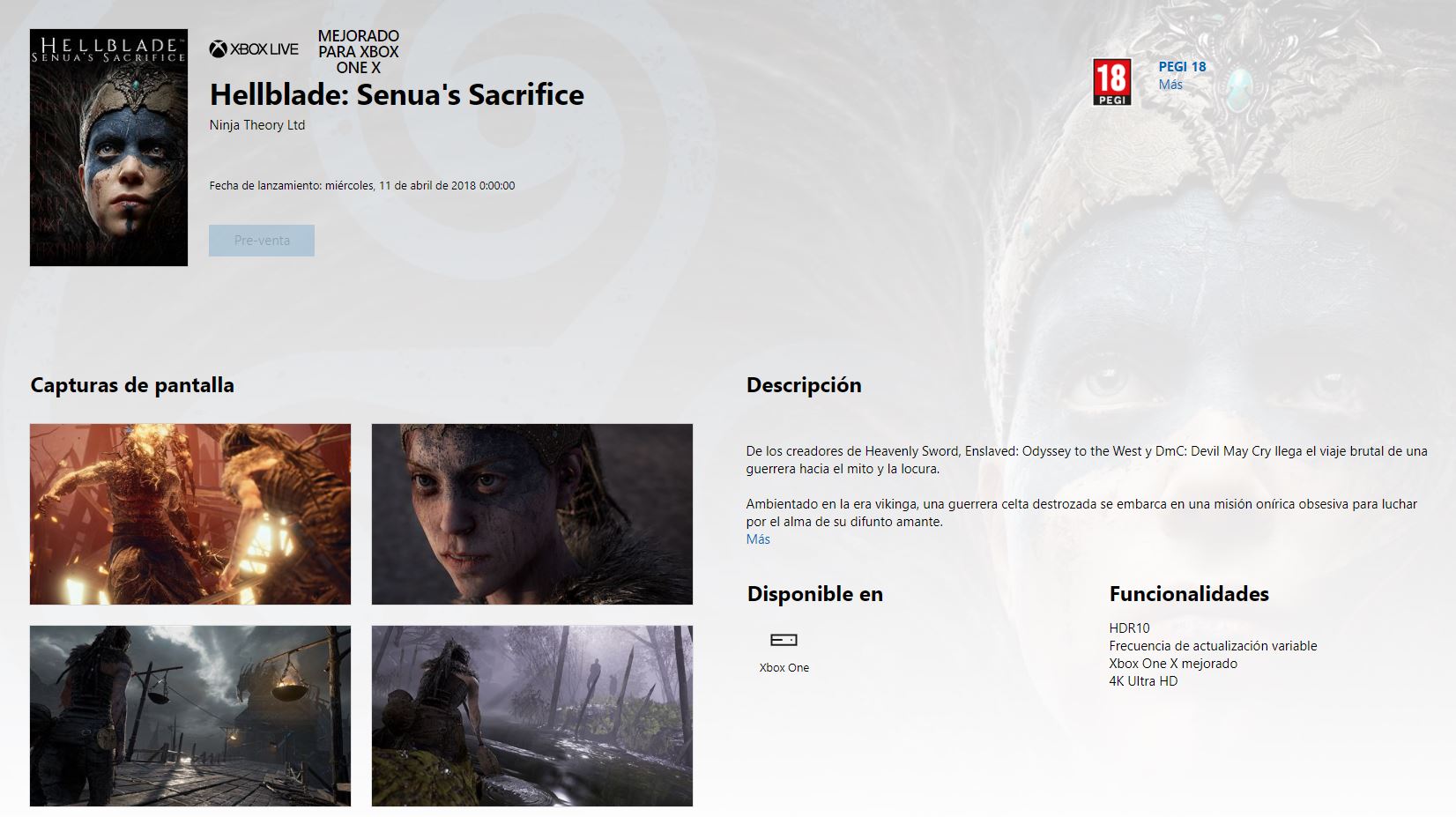 Hellblade en Xbox One Hellblade en Xbox One