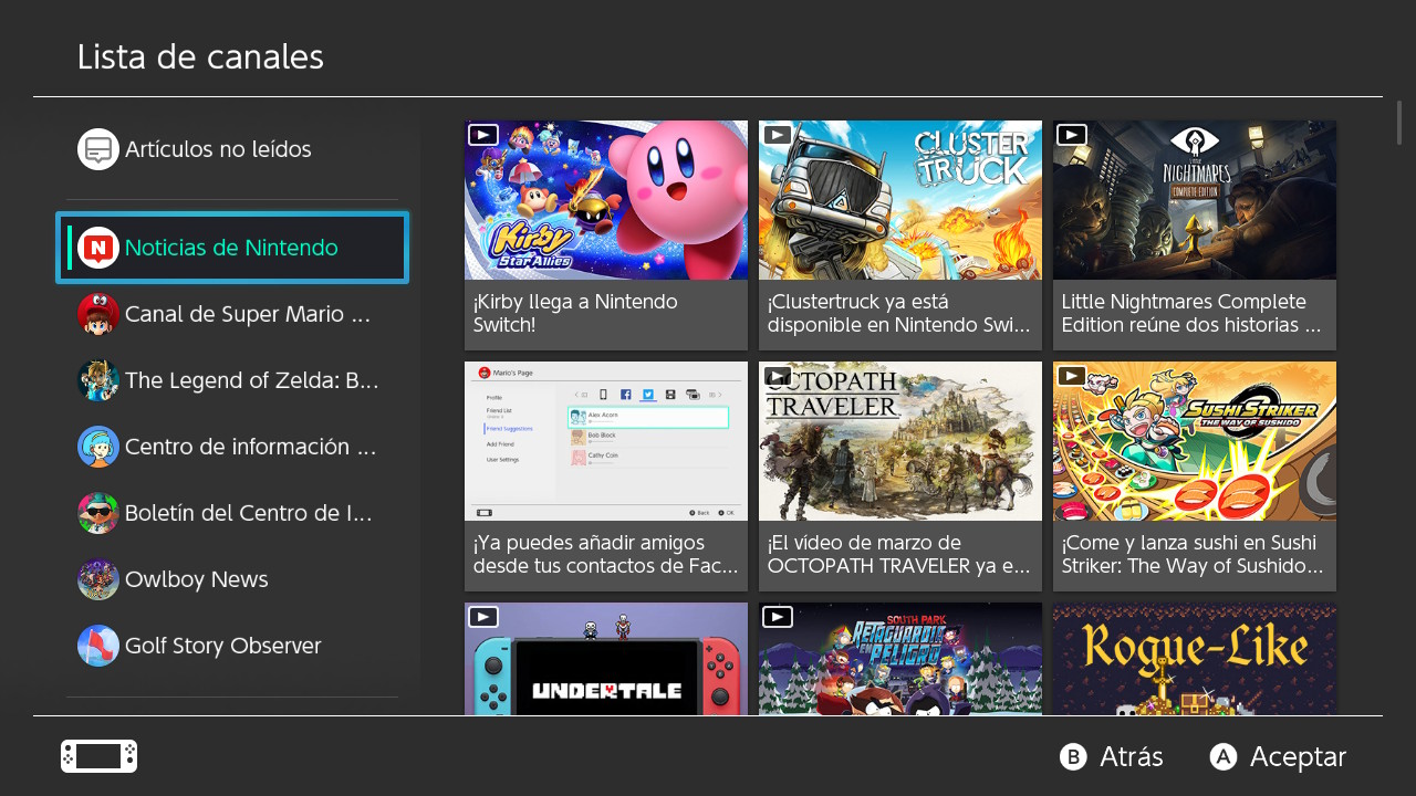 Lista de canales Switch Lista de canales Switch
