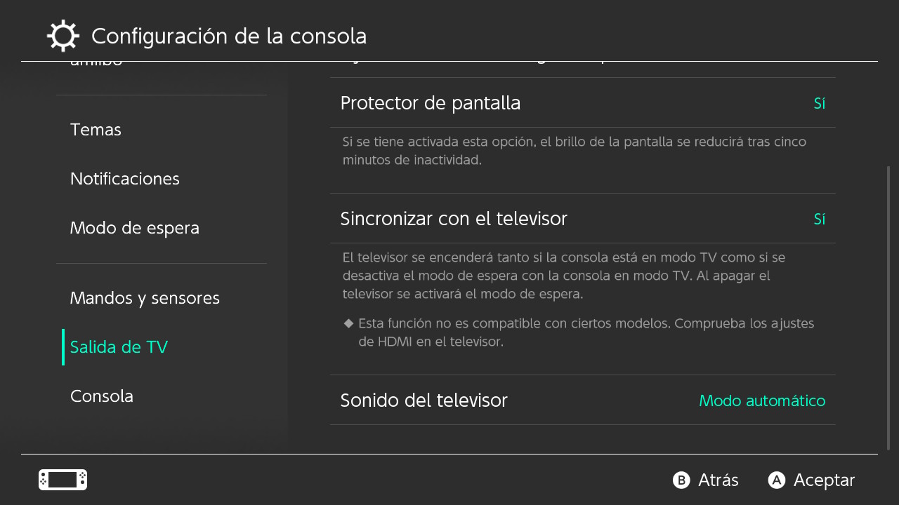 Salida de televisión Switch Salida de televisión Switch