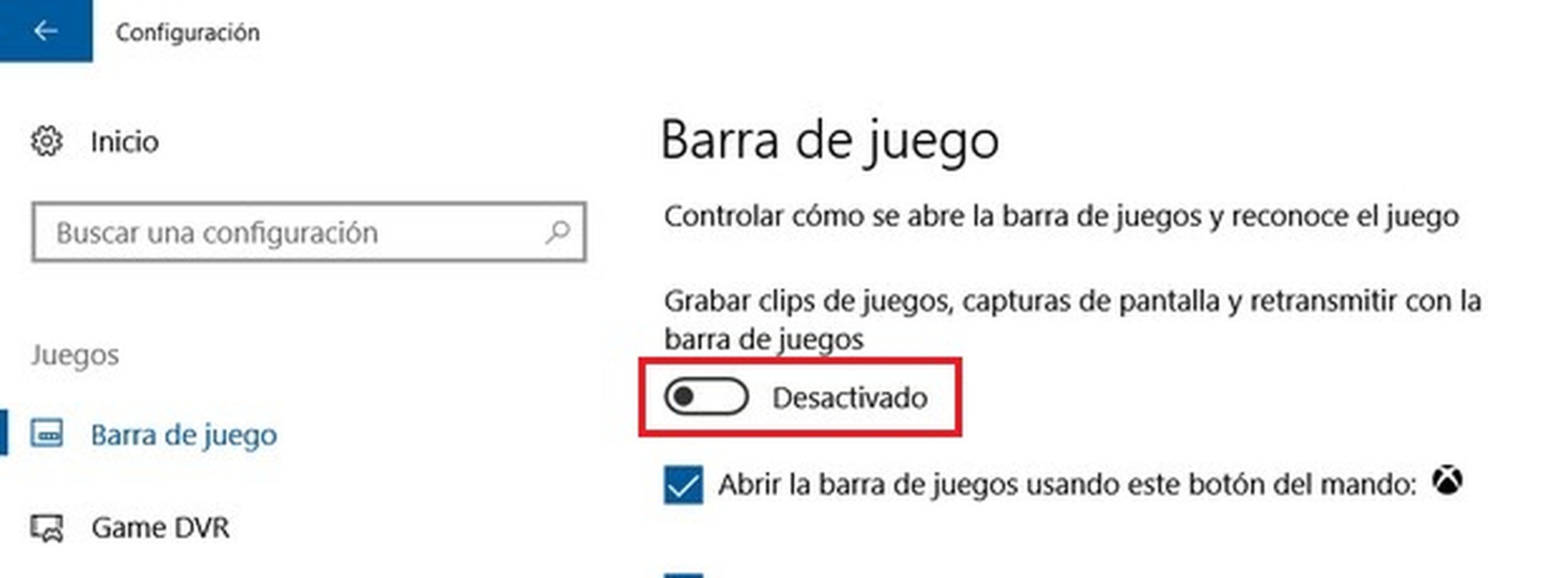 desactivar captura juegos Windows 10