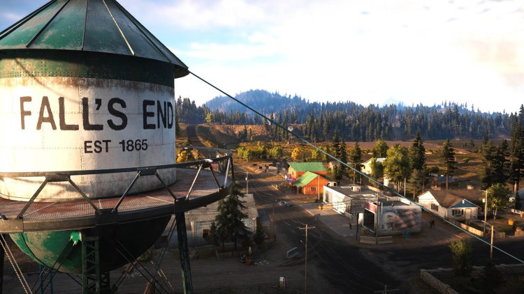 Fall's End Far Cry 5 Fall's End es un pueblo de Far Cry 5 decorado con grandes murales provistos del águila americana.