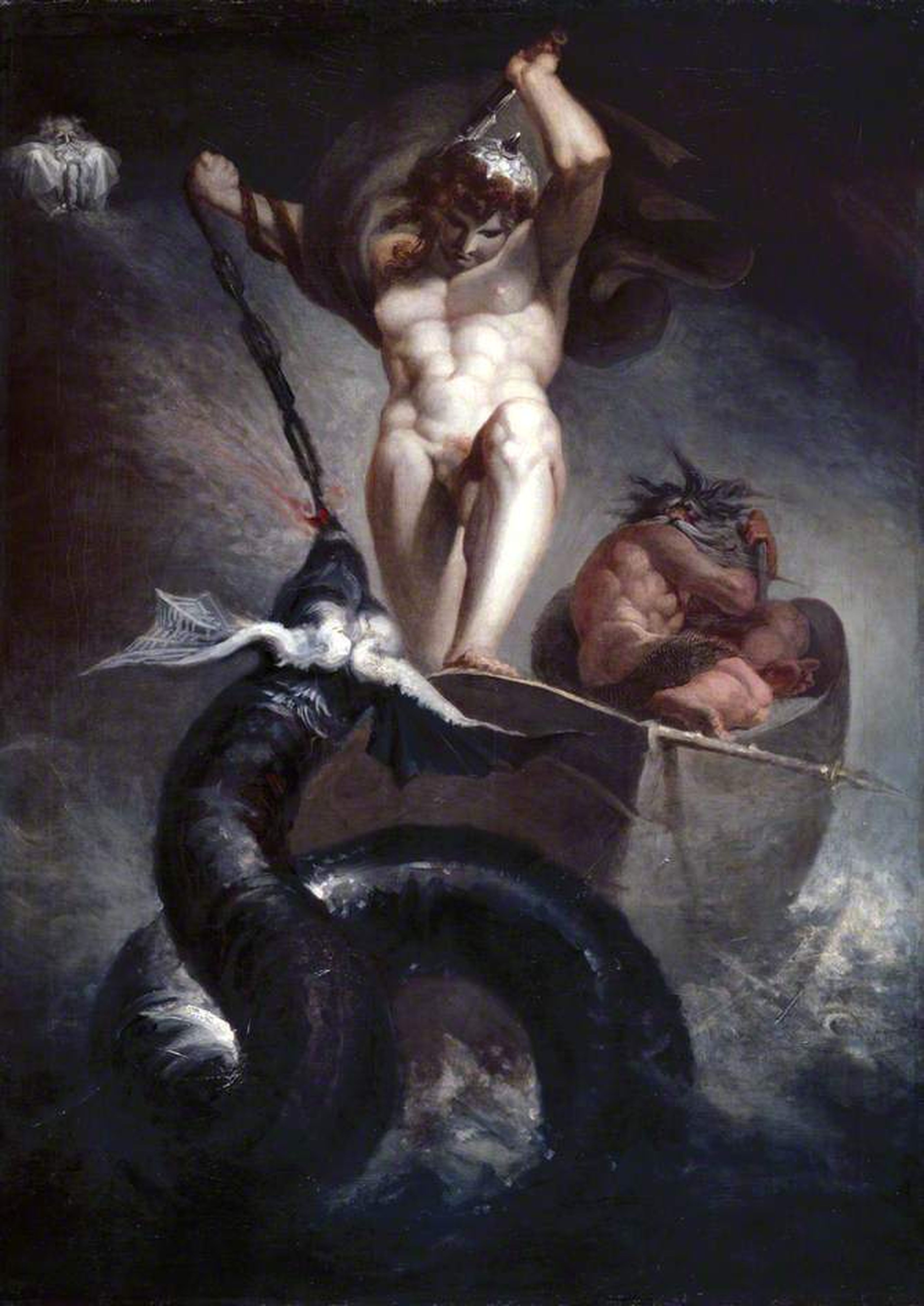 Thor enfrentándose a la Serpiente de Midgard, por Johann Heinrich Füssli (1790)