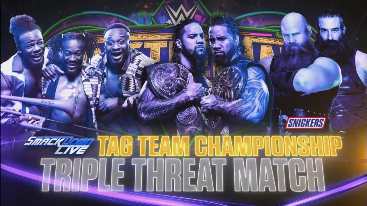 WWE WrestleMania 34 - Campeonato por Equipos de SmackDown - The Usos vs. The New Day vs T.he Bludgeon Brothers WWE WrestleMania 34 - Campeonato por Equipos de SmackDown - The Usos vs. The New Day vs T.he Bludgeon Brothers