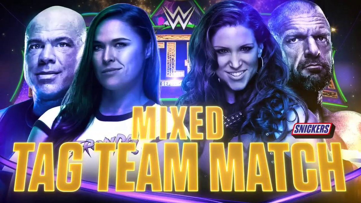 WWE WrestleMania 34 - Ronda Rousey y Kurt Angle vs. Stephanie McMahon y Triple H WWE WrestleMania 34 - Ronda Rousey y Kurt Angle vs. Stephanie McMahon y Triple H