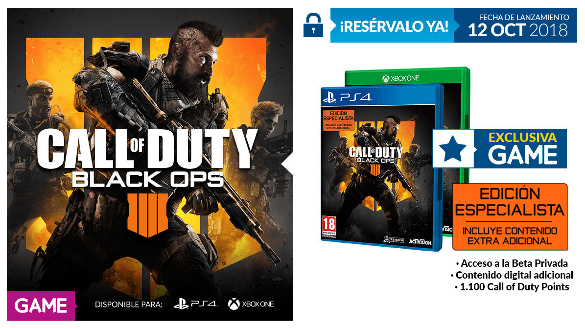Black Ops IIII Edición Especialista en GAME blakc ops IIII