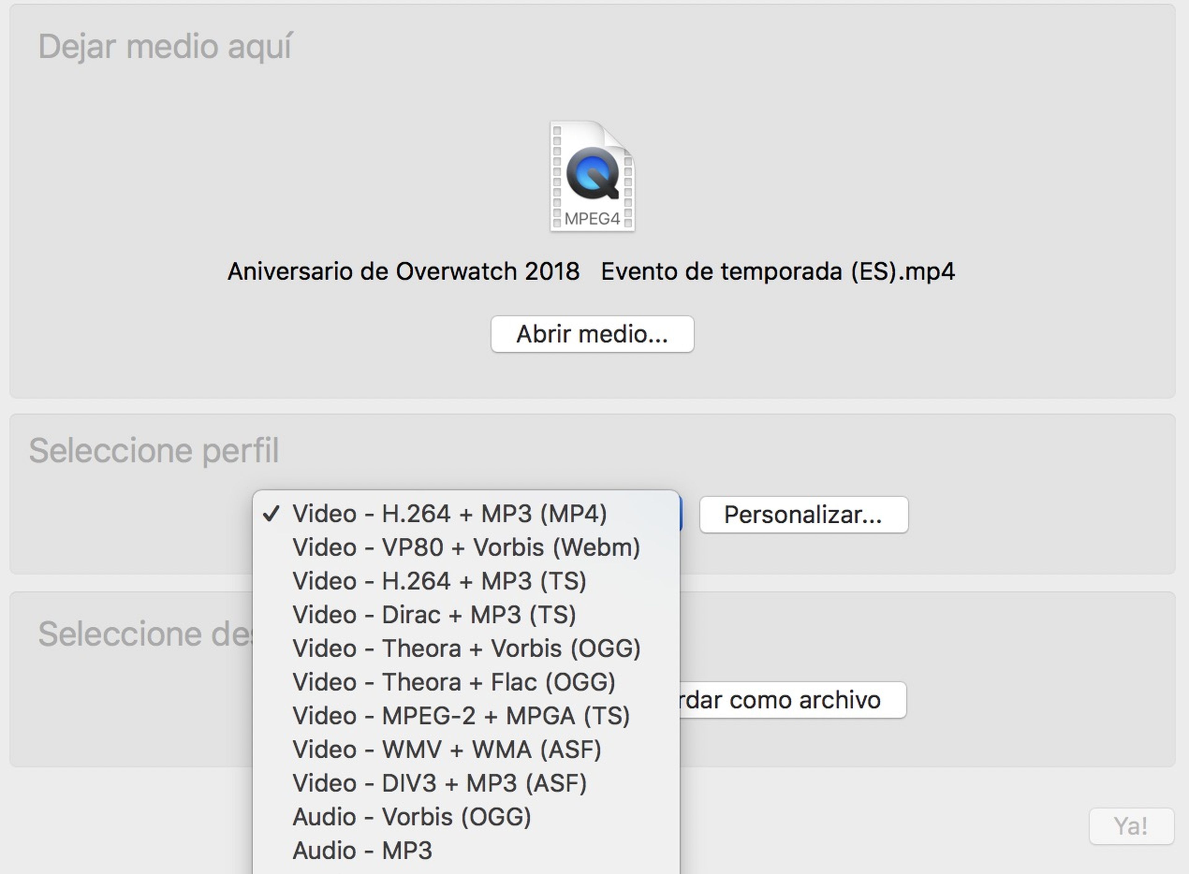 Convertir vídeo en VLC