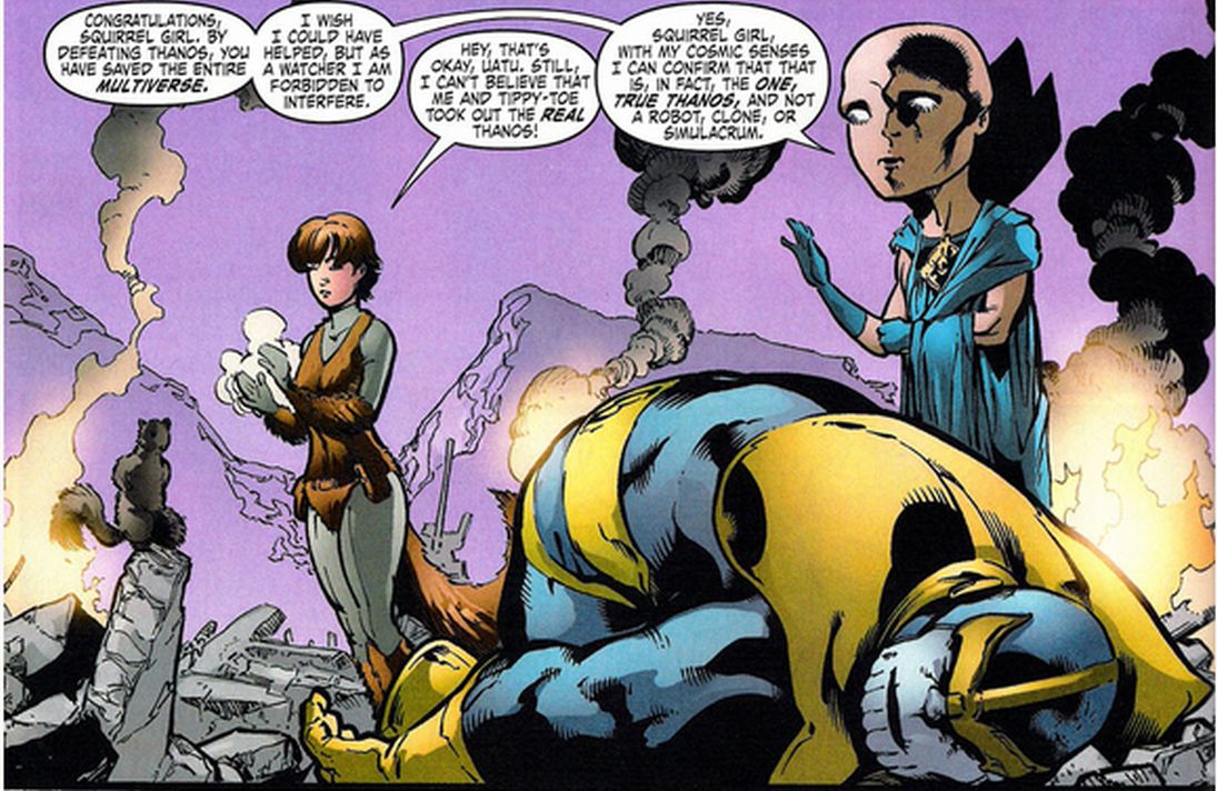 Chica Ardilla Heroes y villanos que han podido derrotar a Thanos en los cómics