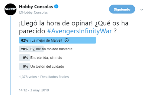 Vengadores Infinity War encuesta Vengadores Infinity War encuesta
