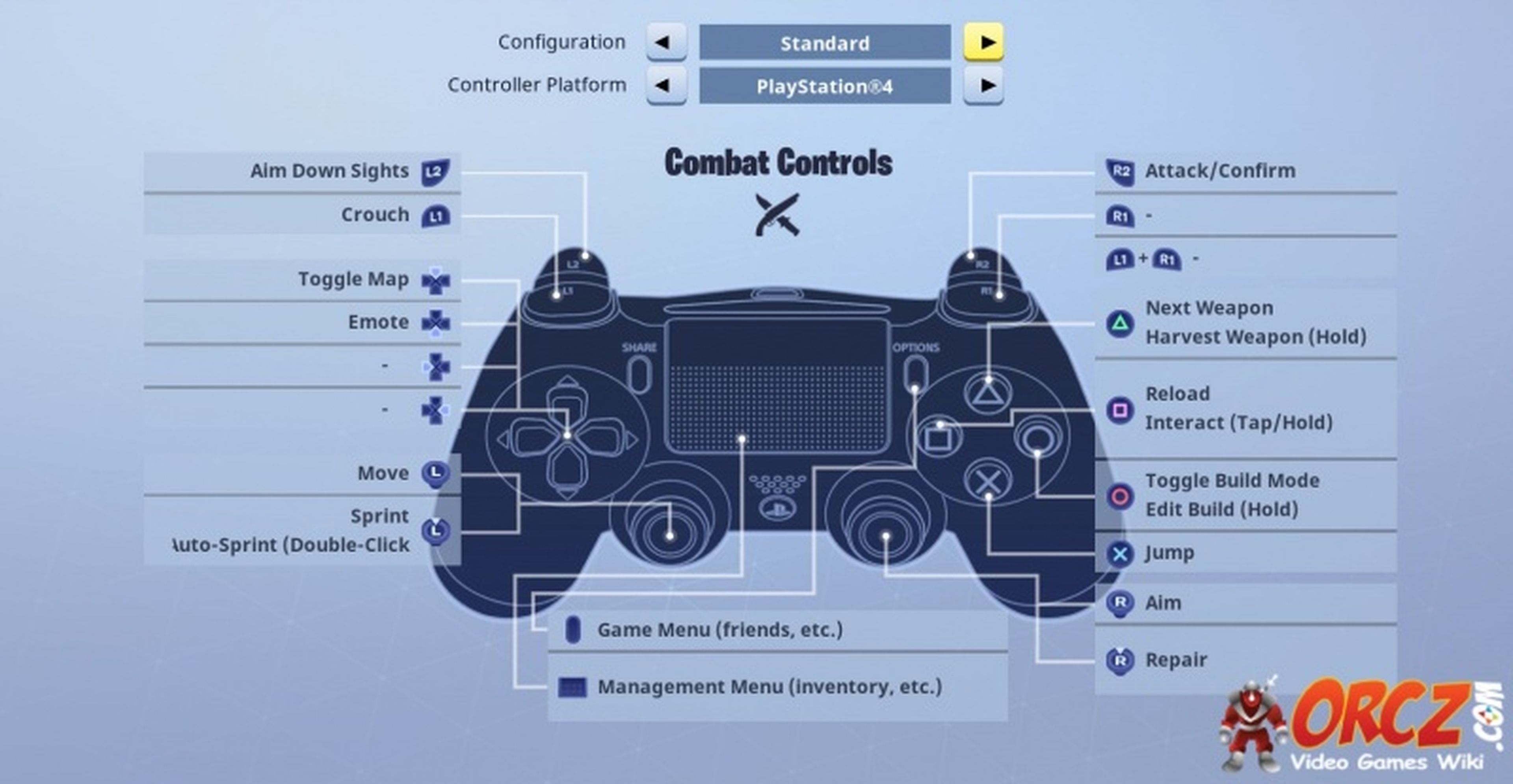 Fortnite - Controles del Modo Combate en PS4