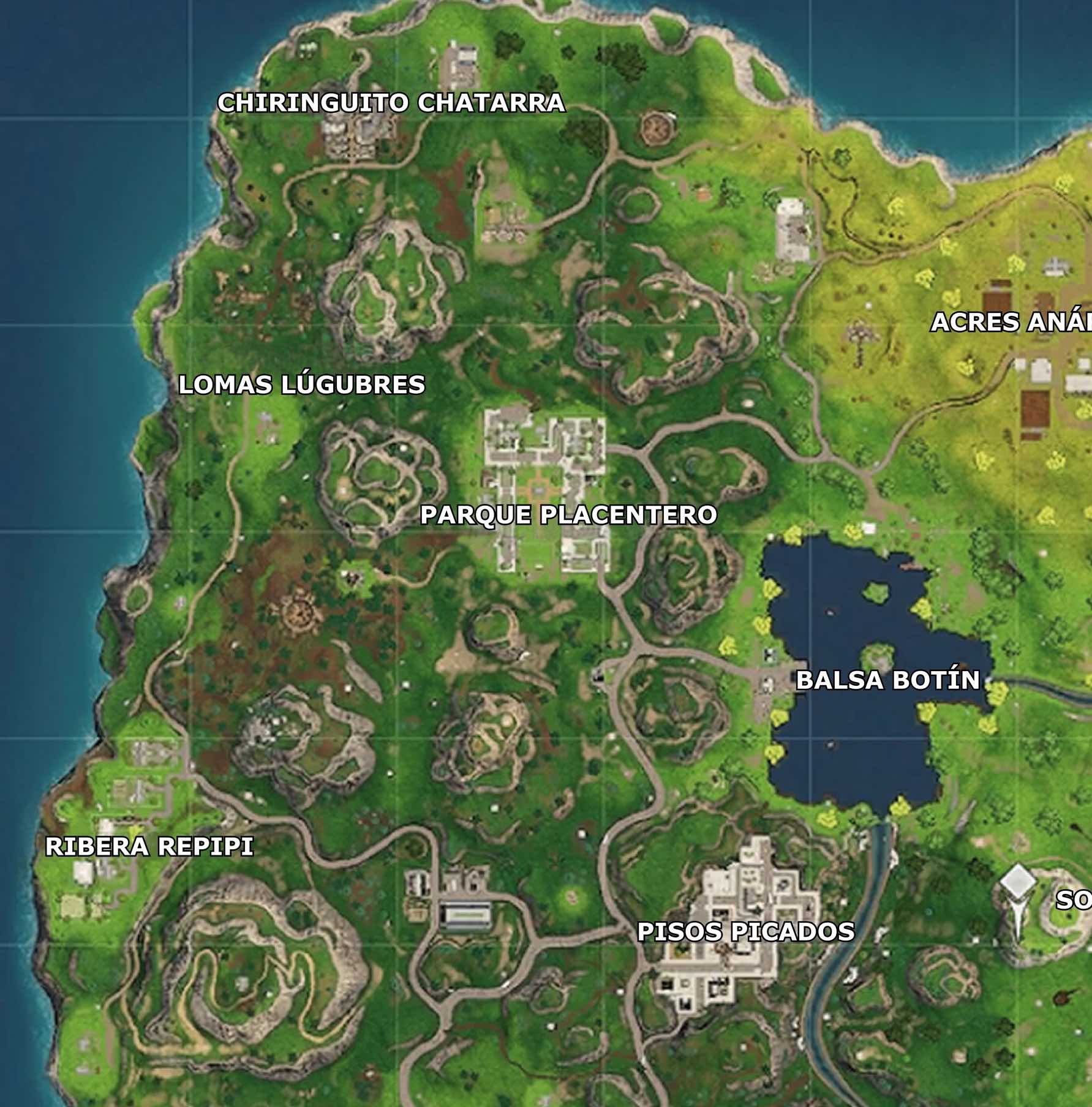 Mapa Visita el centro de ubicaciones con nombre en una misma partida en Fortnite BR Mapa Visita el centro de ubicaciones con nombre en una misma partida en Fortnite BR
