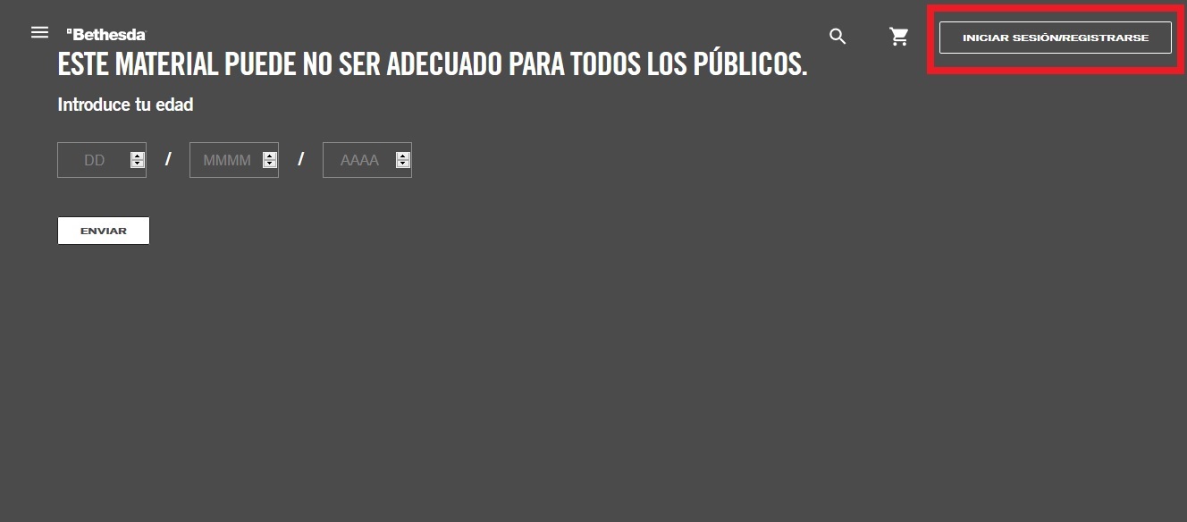 Registro en la página web de Bethesda Registro en la página web de Bethesda