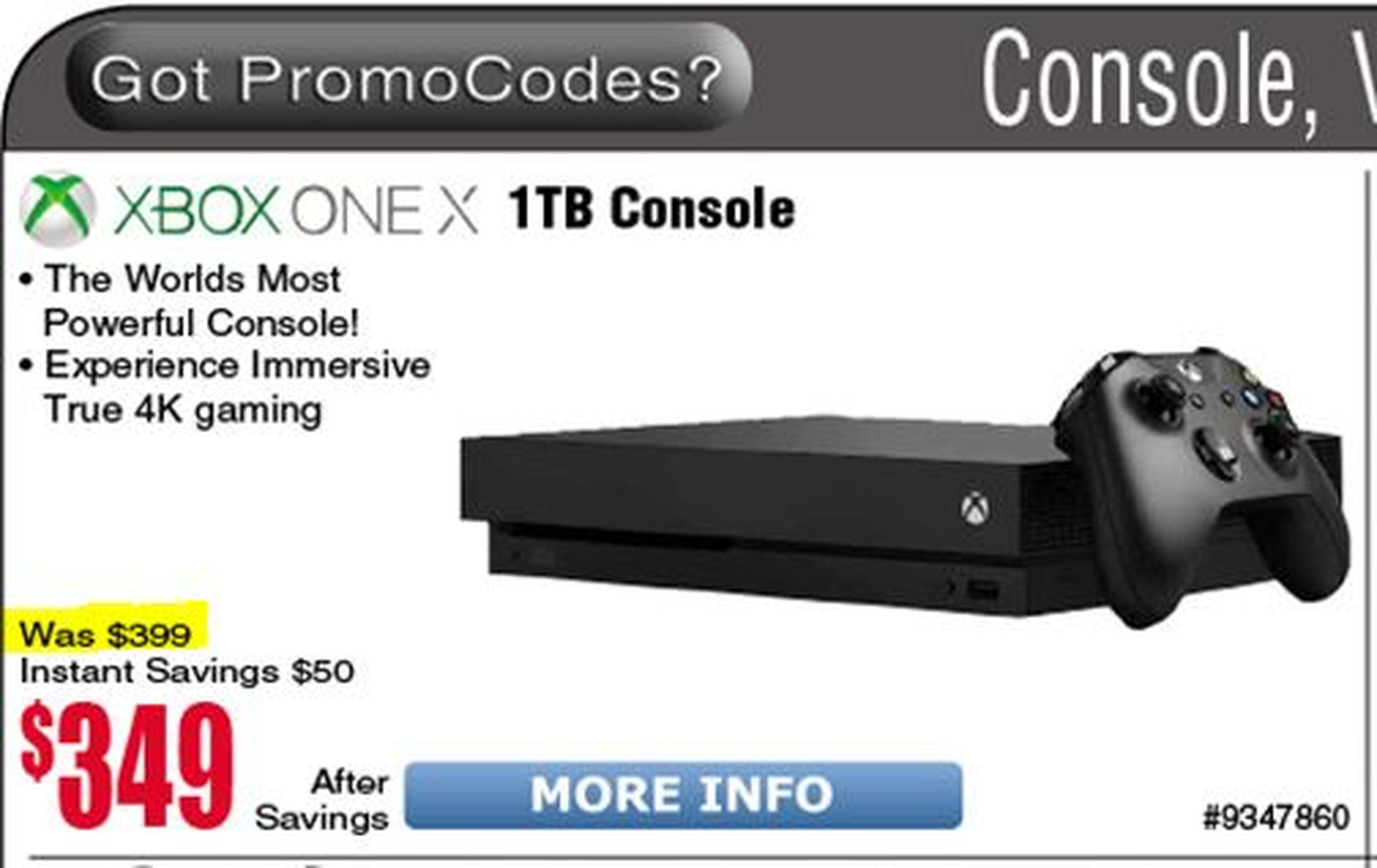 Xbox One X rebaja de precio filtrada
