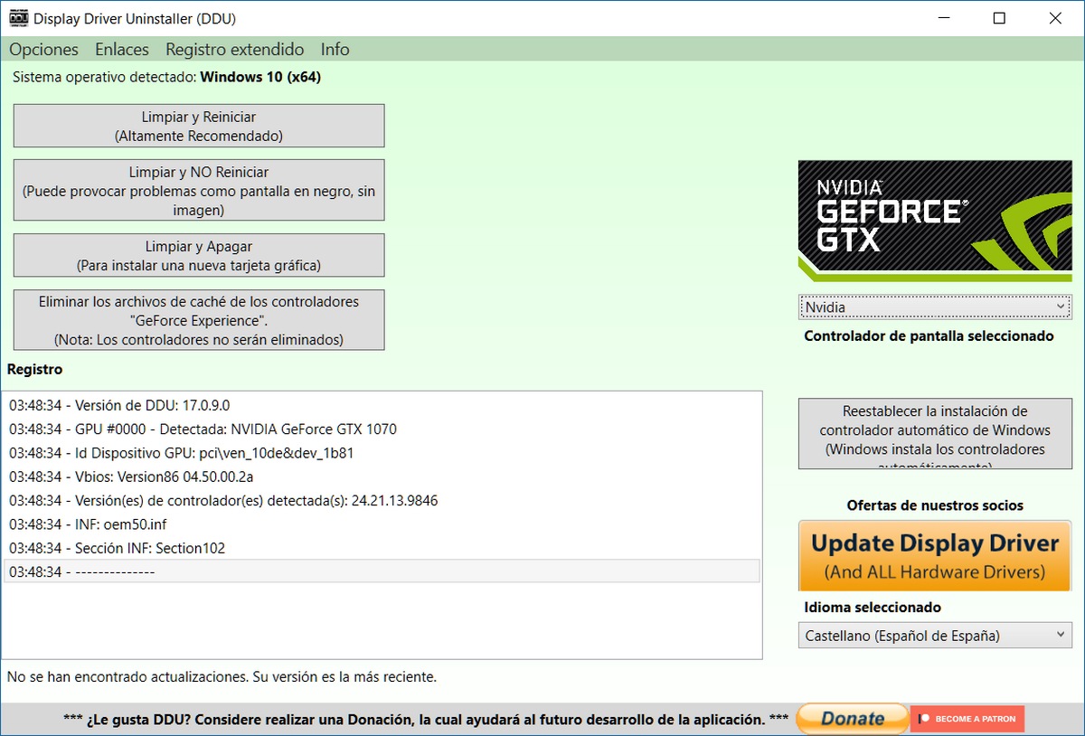 Desinstalar best sale controladores nvidia