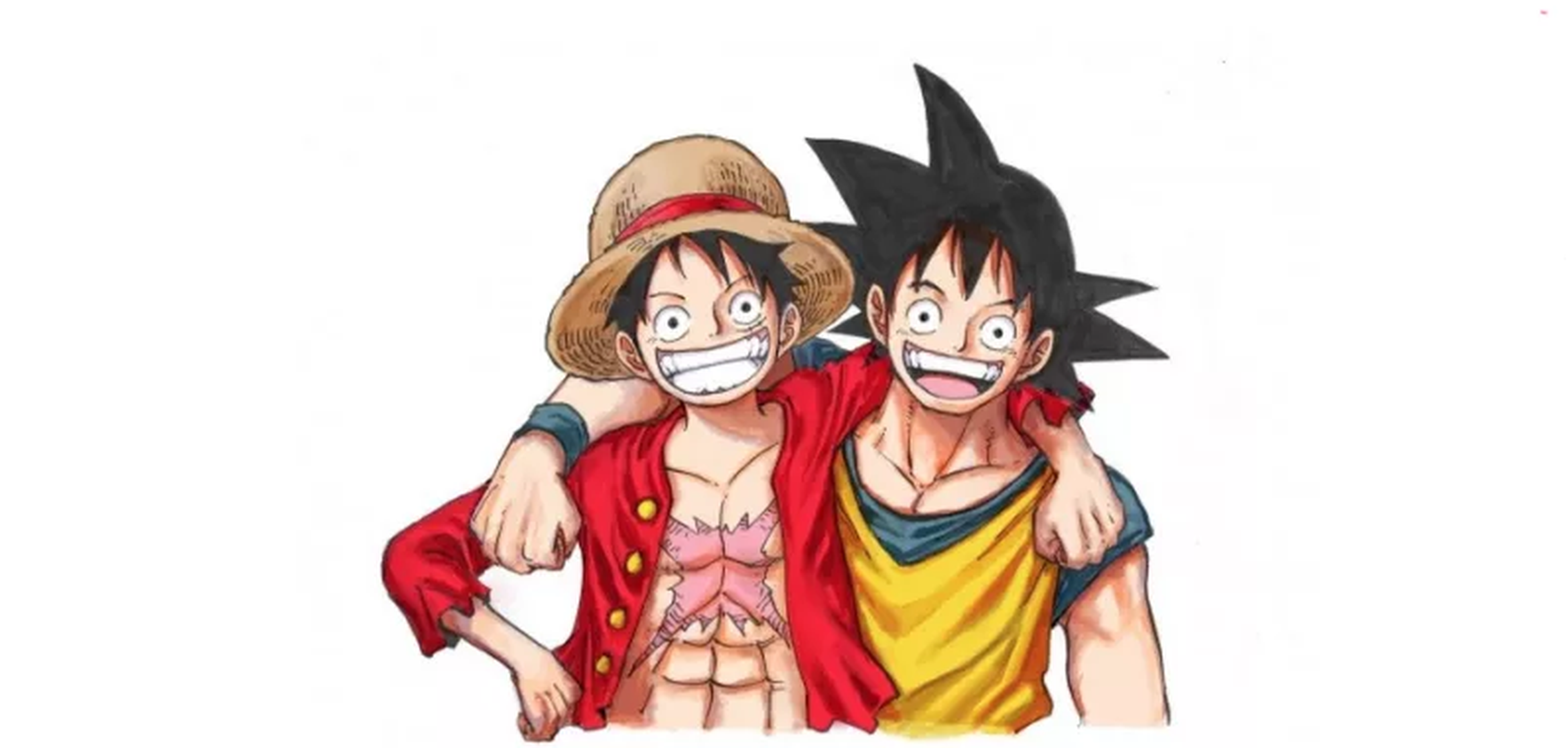 Luffy y Goku dibujados por Eiichiro Oda