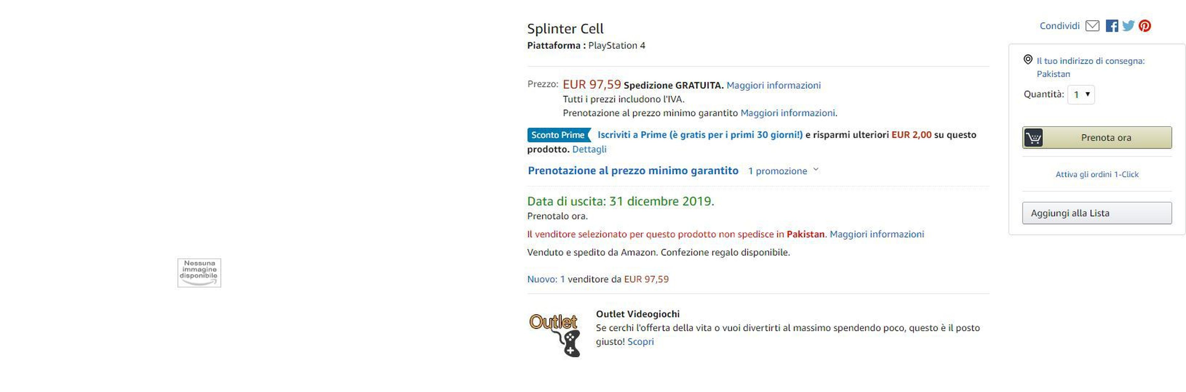 Splinter Cell Amazon Italia