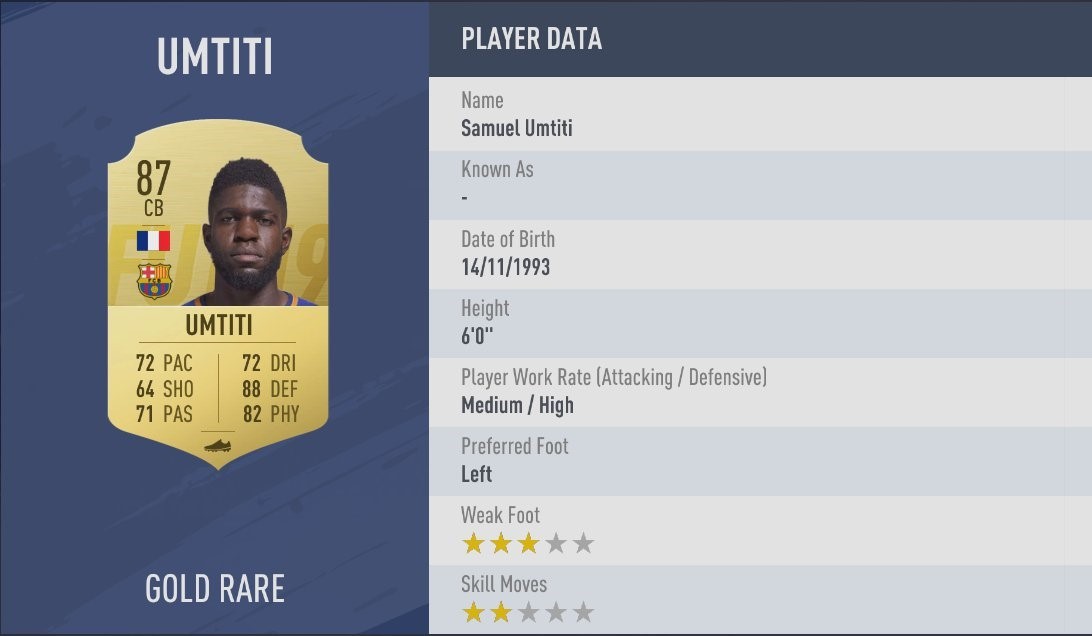 FIFA 19 - Samuel Umtiti FIFA 19 - Samuel Umtiti