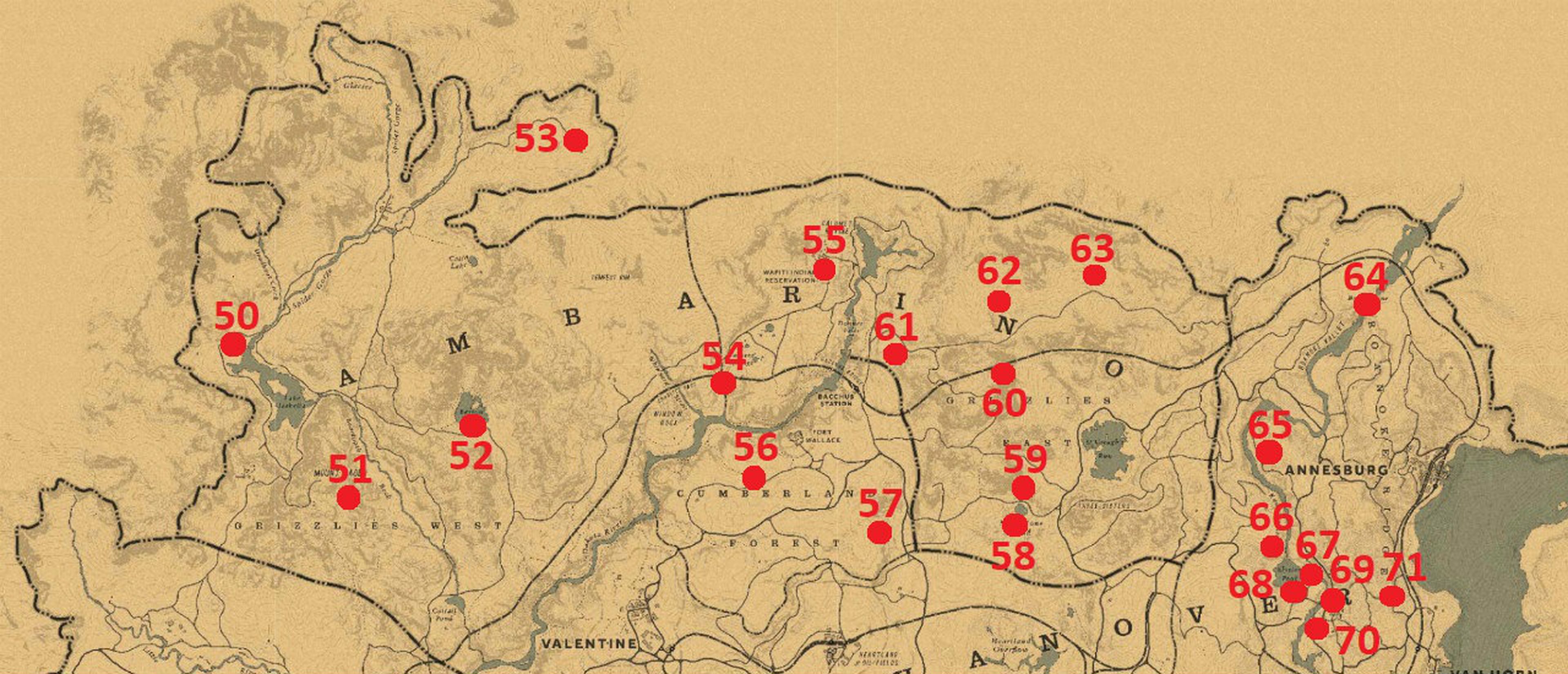 Mapa 3 cofres y cajas fuertes Red Dead Redemption 2