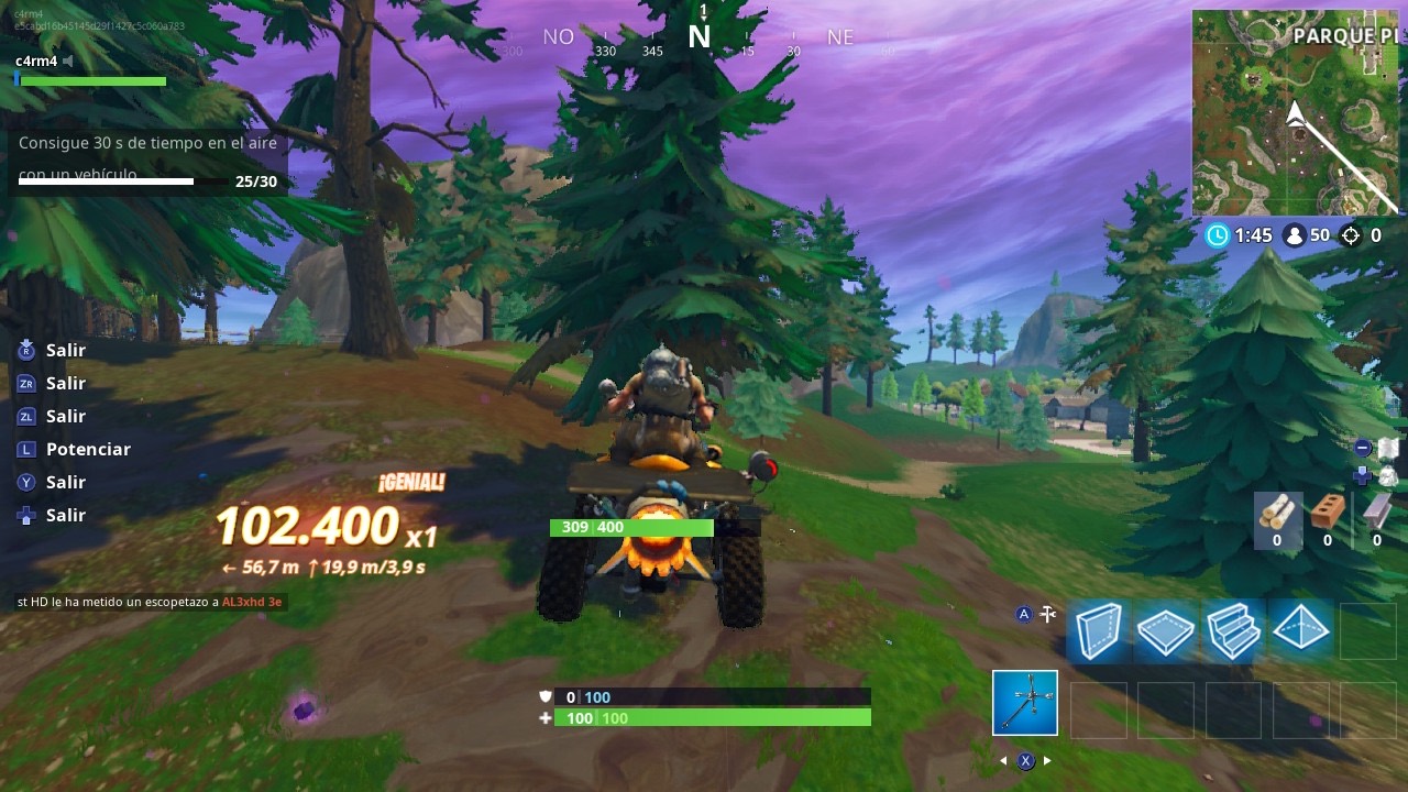 Fortnite consigue 30 s en el aire con un vehiculo Fortnite consigue 30 s en el aire con un vehiculo