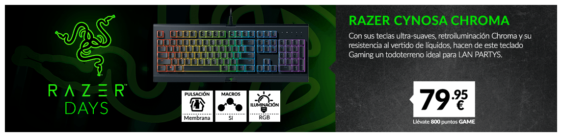 Ofertas en componentes Razer en GAME pc gaming
