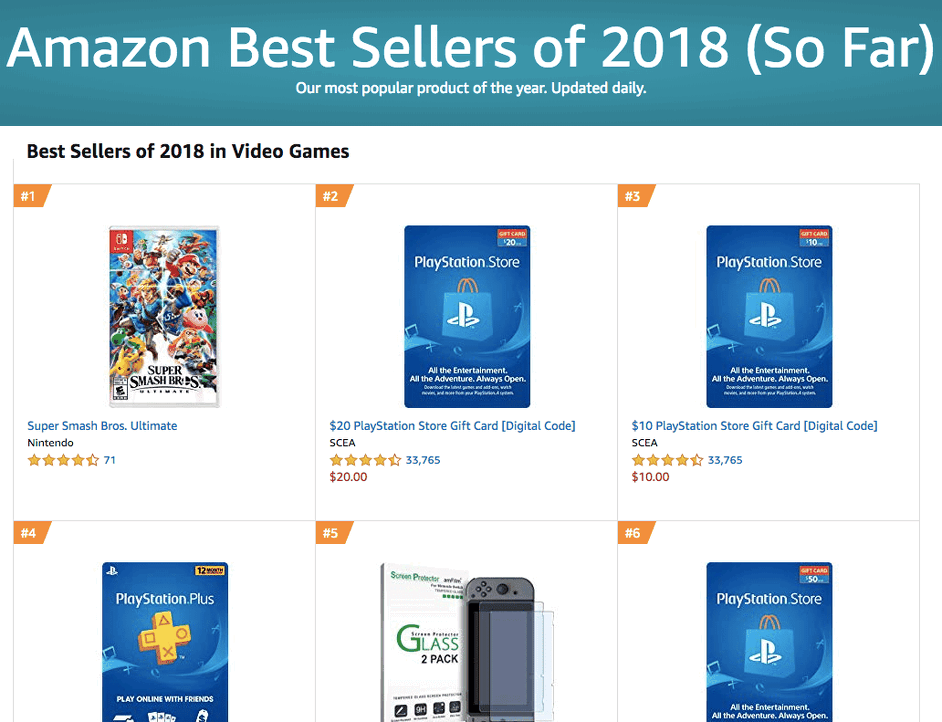 Super Smash Bros. Ultimate más vendido Amazon 2018