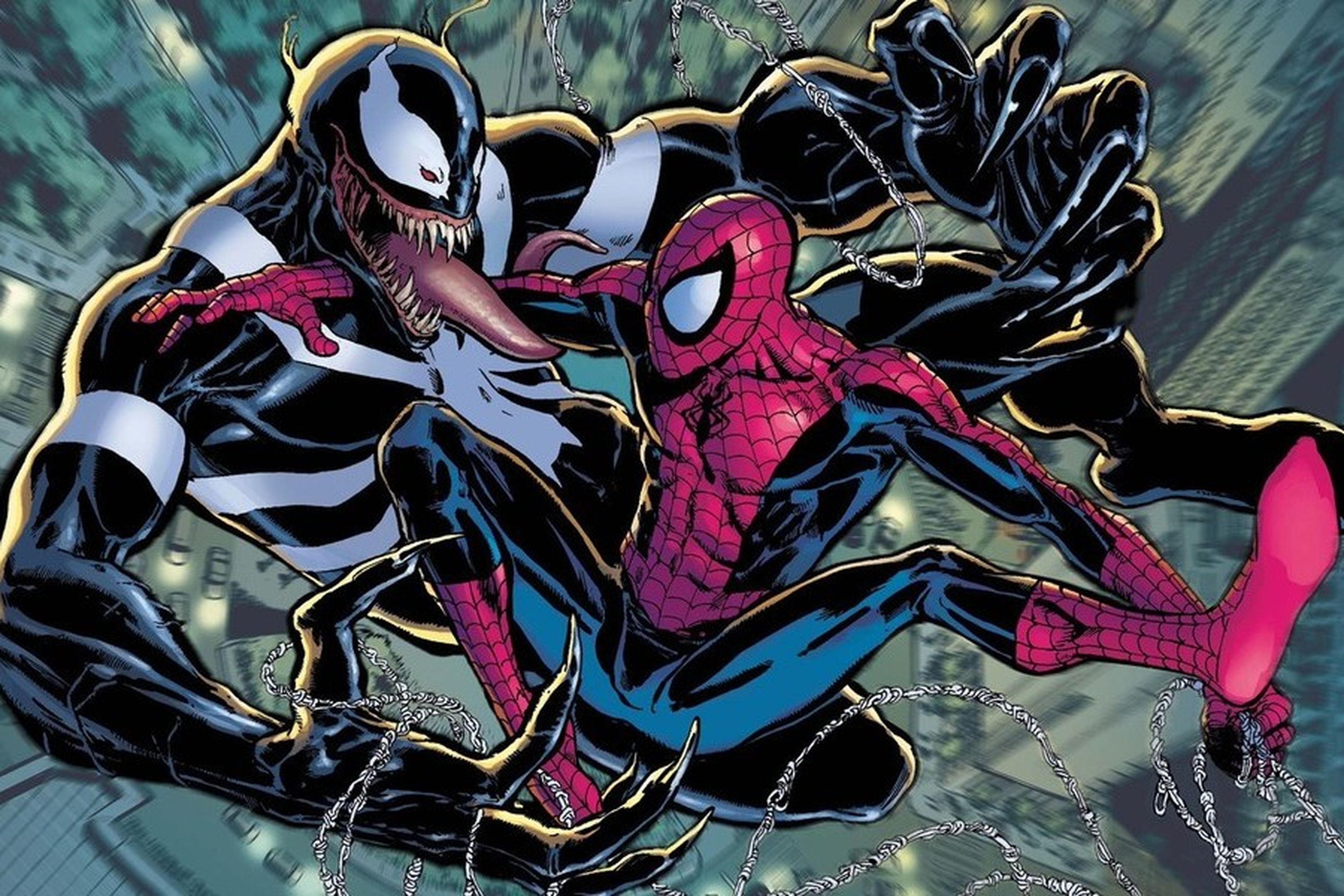 Веном паук комикс. Питер Паркер симбиот. Марвел новый человек паук Веном. Веном 2099. Марвел человек паук и Веном.