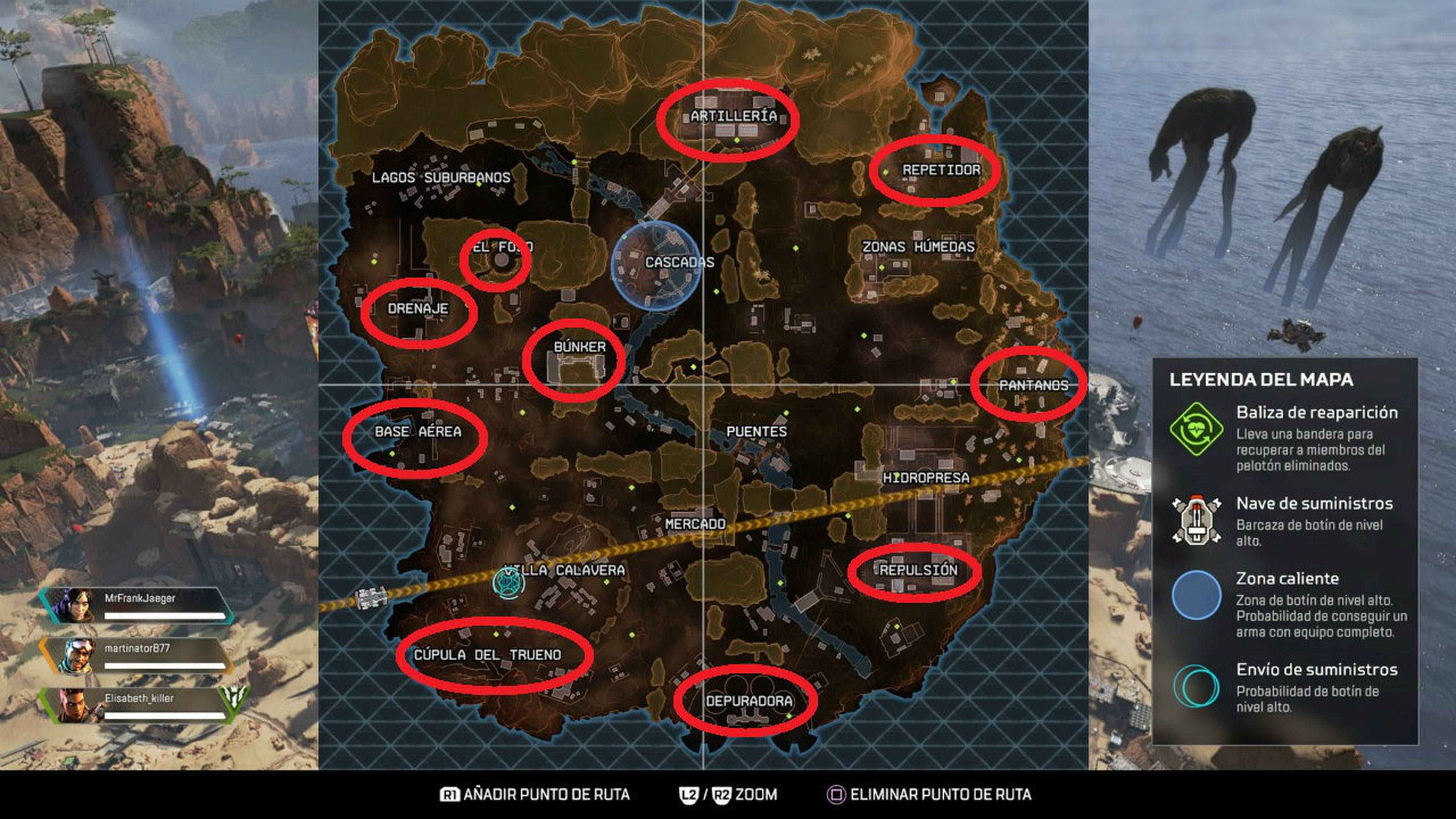 Zonas para aterrizar y lootear en Apex Legends