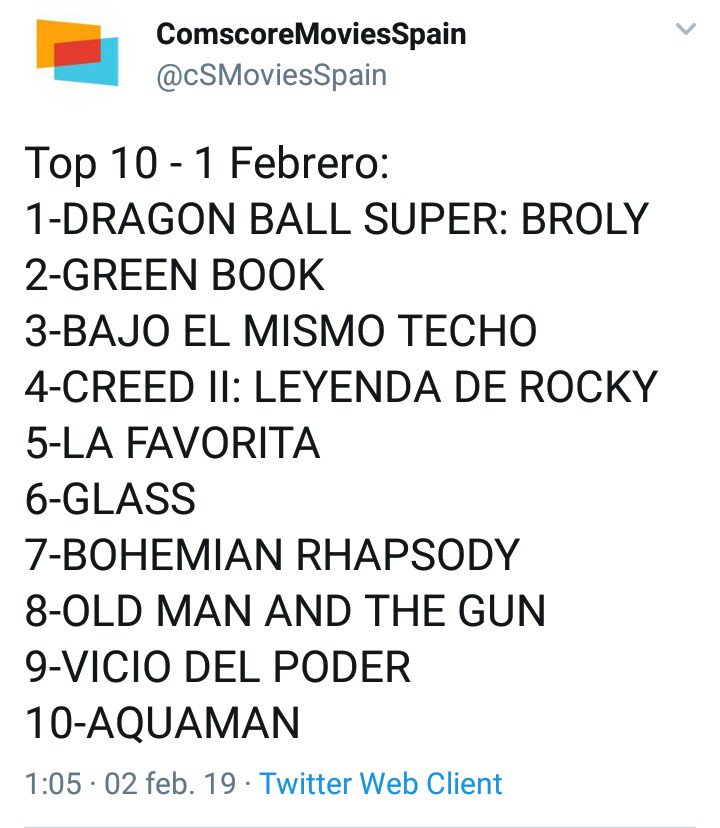 Dragon Ball Super Broly arrasa en España - Nº1 en taquilla Dragon Ball Super Broly número 1 en España