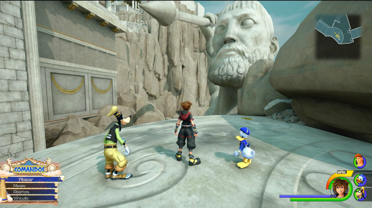 Muñecos dorados de Hércules en Kingdom Hearts III muñecos de hércules, kingdom hearts 3,