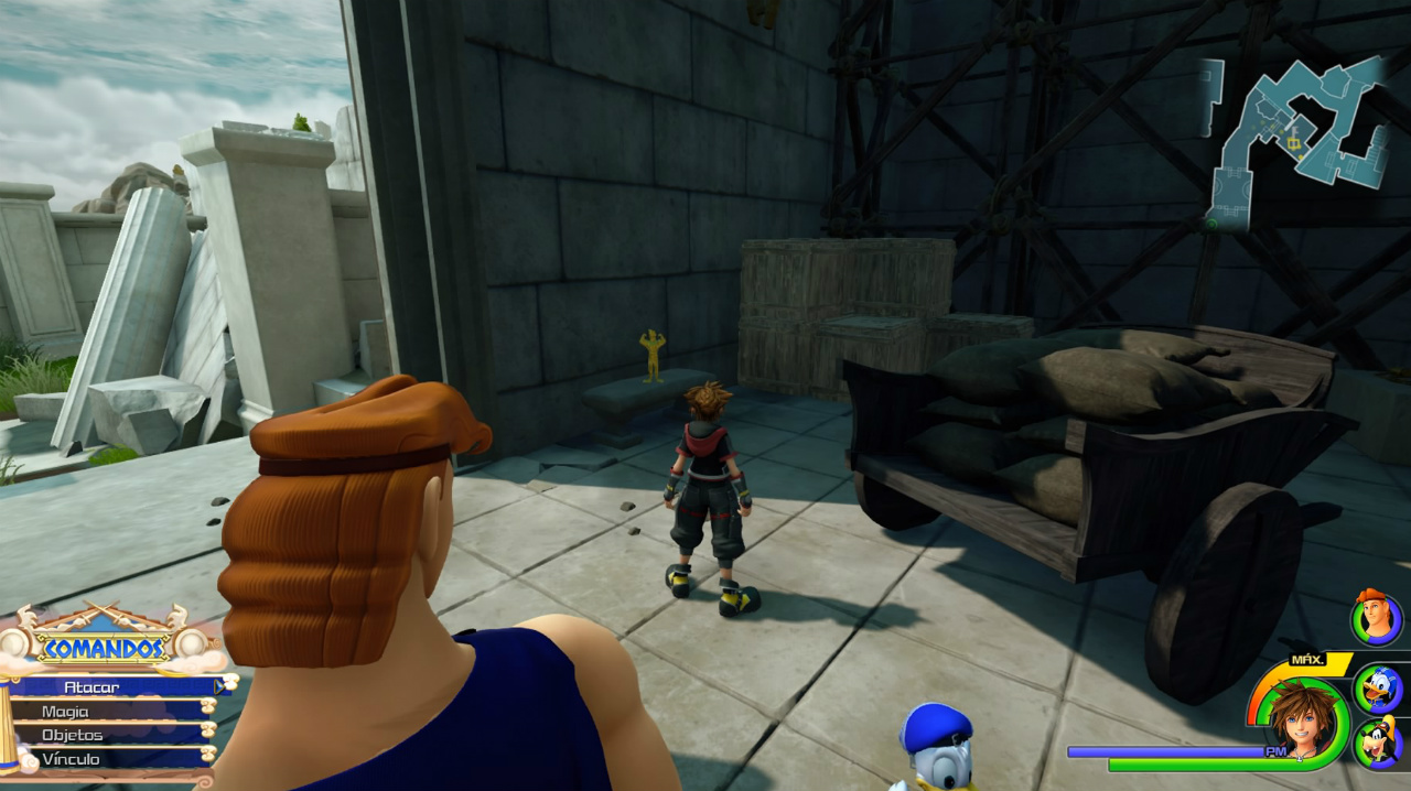Muñecos dorados de Hércules en Kingdom Hearts III muñecos de hércules, kingdom hearts 3,