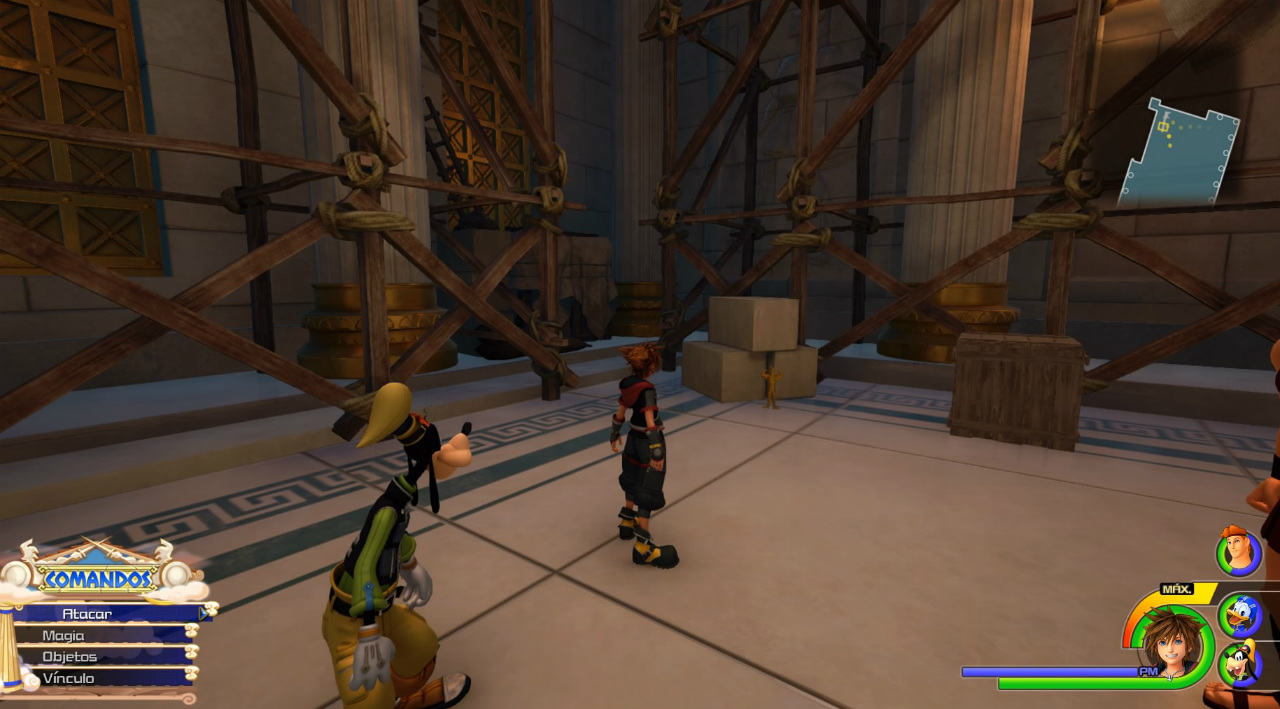 Muñecos dorados de Hércules en Kingdom Hearts III muñecos de hércules, kingdom hearts 3,