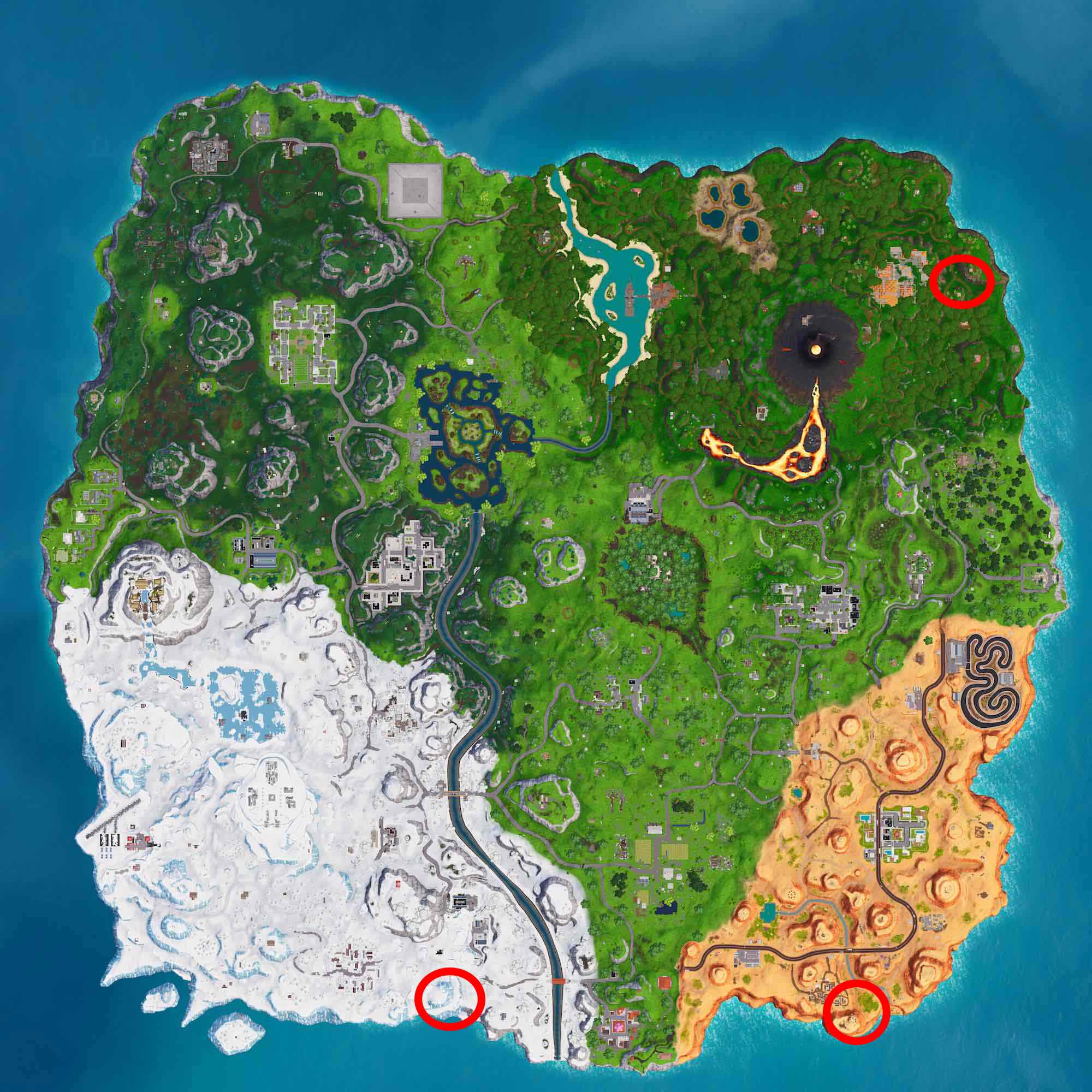 Visita una cara gigante en el desierto en la jungla y la nieve Fortnite Visita una cara gigante en el desierto en la jungla y la nieve Fortnite