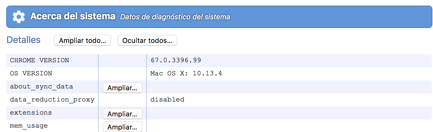 Detalles equipo Chrome Detalles equipo Chrome