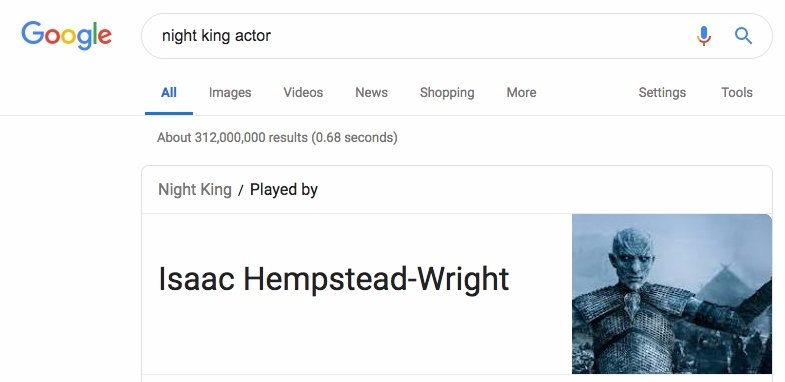 Bran como Rey de la Noche según Google Bran como Rey de la Noche según Google